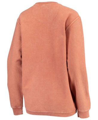 Women's Texas Orange Texas Longhorns Comfy Cord Vintage-Like Wash Basic Arch Pullover Sweatshirt