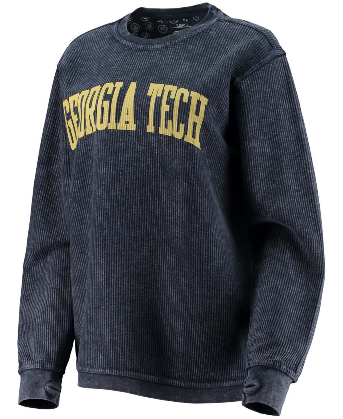 Women'sGeorgia Tech Yellow Jackets Comfy Cord Vintage-Like Wash Basic Arch Pullover Sweatshirt - Navy