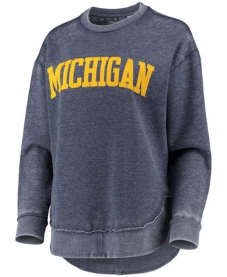 Women's Navy Michigan Wolverines Vintage-Like Wash Pullover Sweatshirt