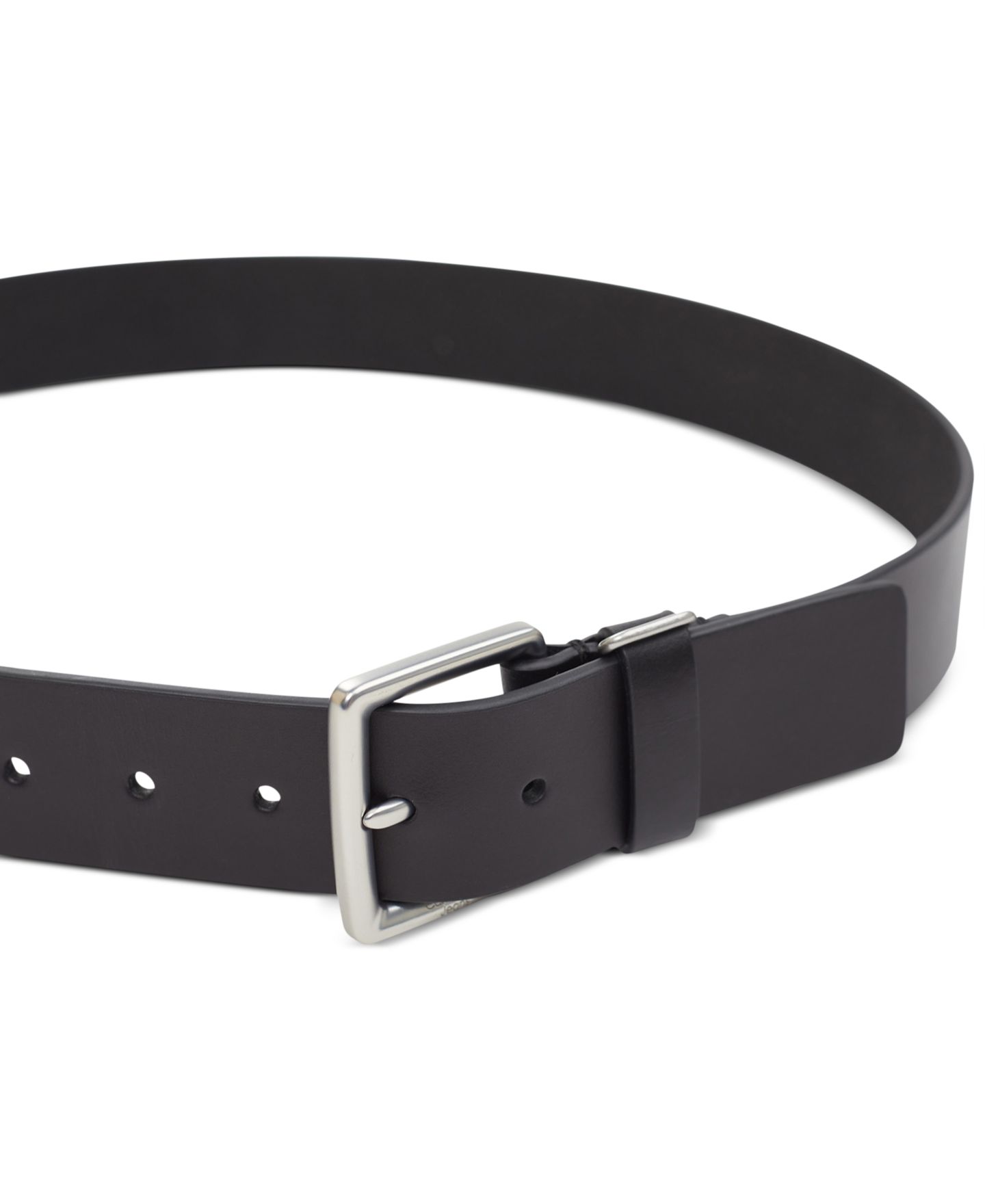 Мужской ремень Calvin Klein 40MM Leather Belt with Keeper Ring, цвет: Чёрный — фото 3