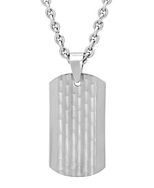 Men's Hammered Dog Tag in Stainless Steel Pendant Necklace
