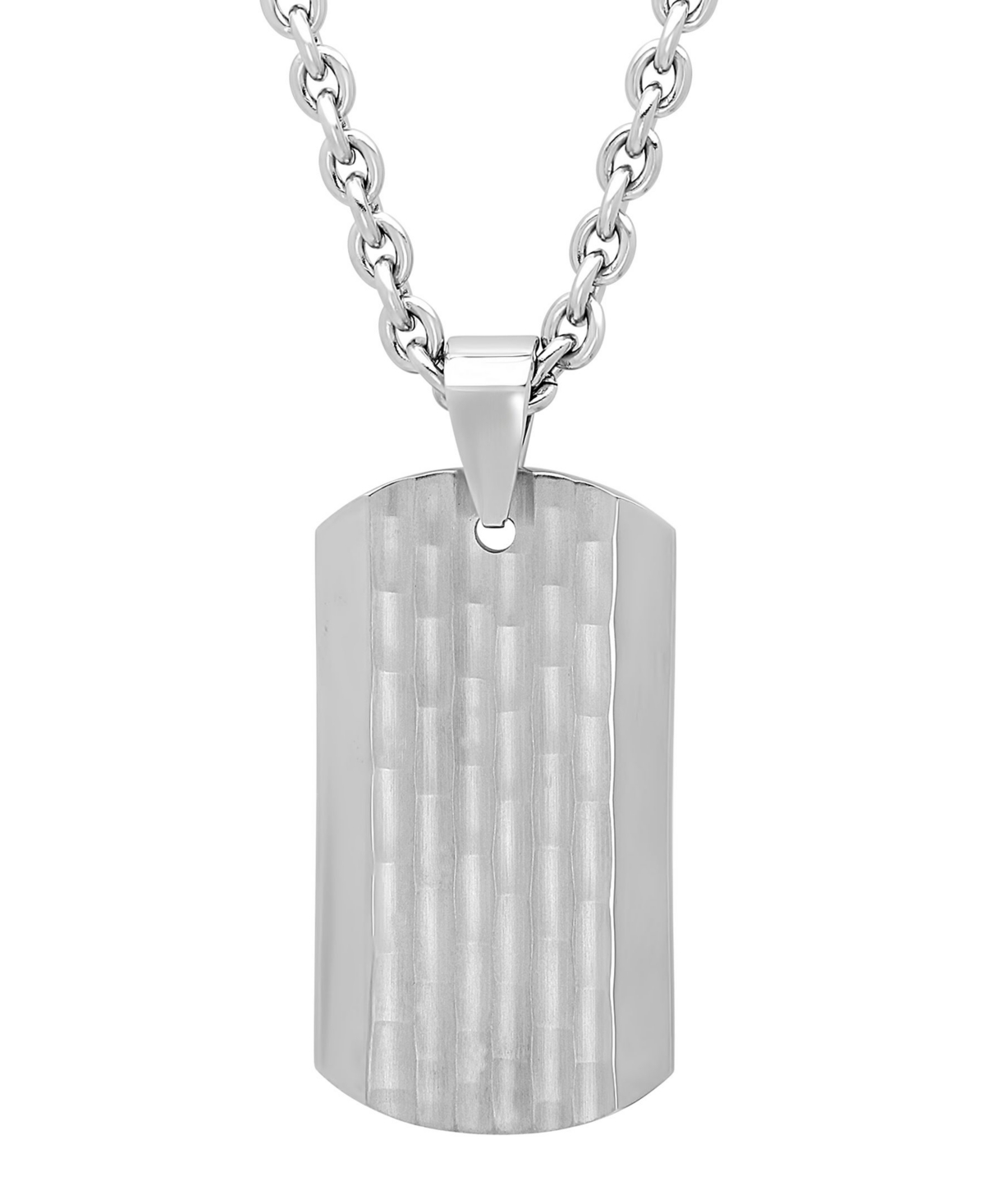 C & c Jewelry Men's Hammered Dog Tag in Stainless Steel Pendant Necklace