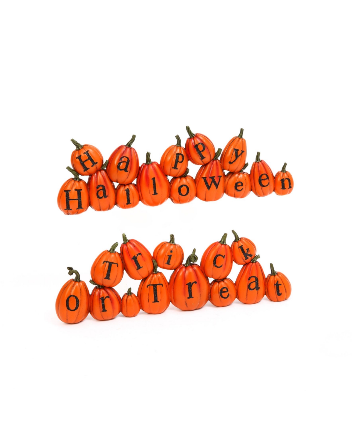 13.78" Long Pumpkins Perched Askew Spelling Out Halloween Messages Holiday Decor Set, 2 Pieces - Orange