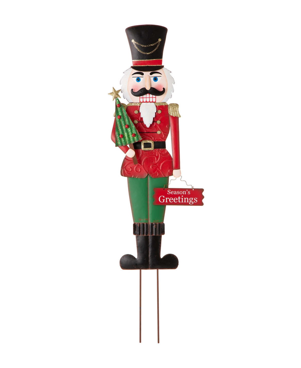 Glitzhome Metal Nutcracker Yard Stake Or Standing Decor Or Wall Decor