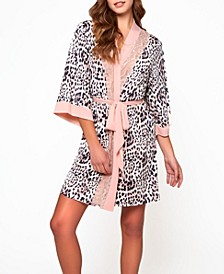 Women's Katie Soft Printed Robe with Lace Trims