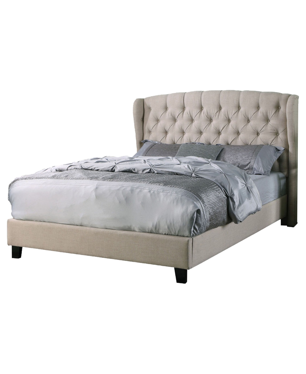 BEST MASTER FURNITURE FRANCES UPHOLSTERED LINEN BLEND PLATFORM BED, KING