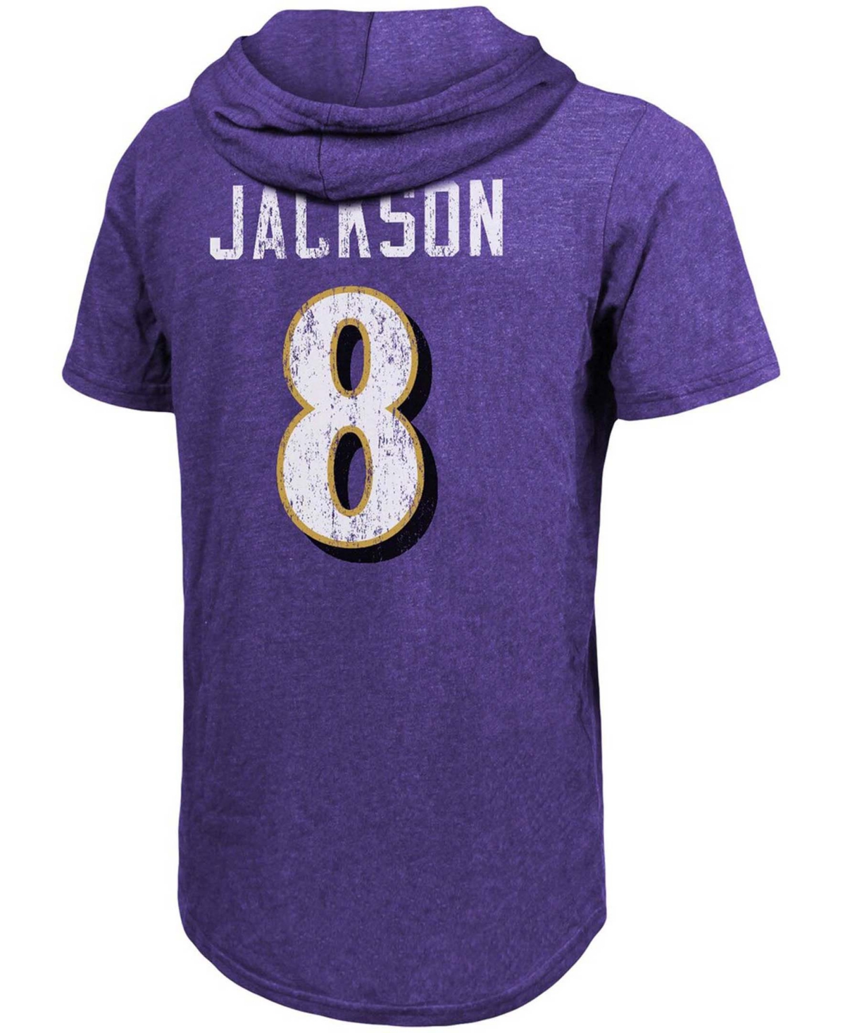 Men's Lamar JacksonBaltimore Ravens Player Name Number Tri-Blend Hoodie T-shirt - Purple