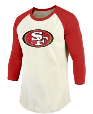 Men's Deebo Samuel Cream, Scarlet San Francisco 49Ers Vintage-Inspired Player Name Number Raglan 3/4 Sleeve T-shirt