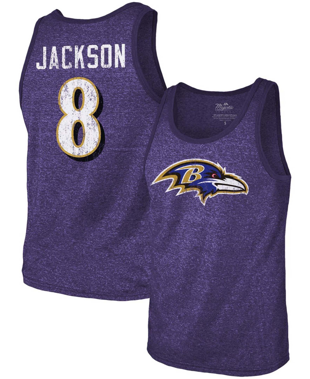 Fanatics Men's Lamar Jackson Purple Baltimore Ravens Name Number Tri-blend Tank Top