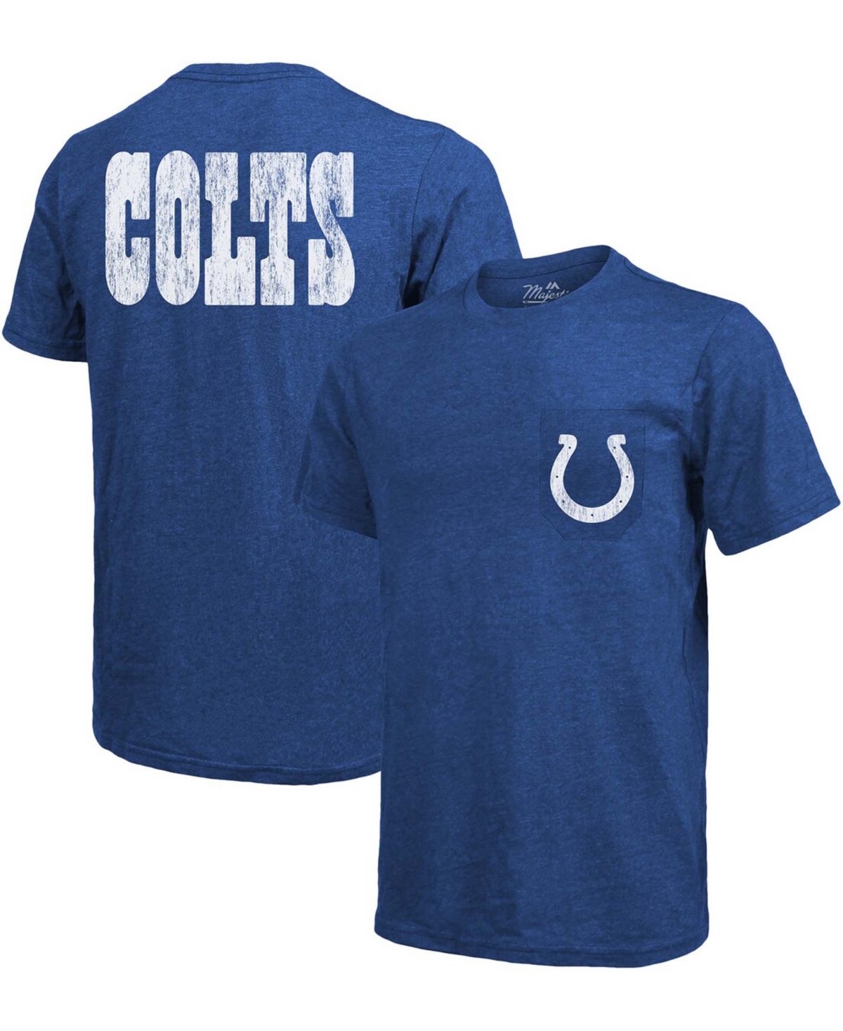 Indianapolis Colts Tri-Blend Pocket T-shirt - Heathered Royal - Royal Blue
