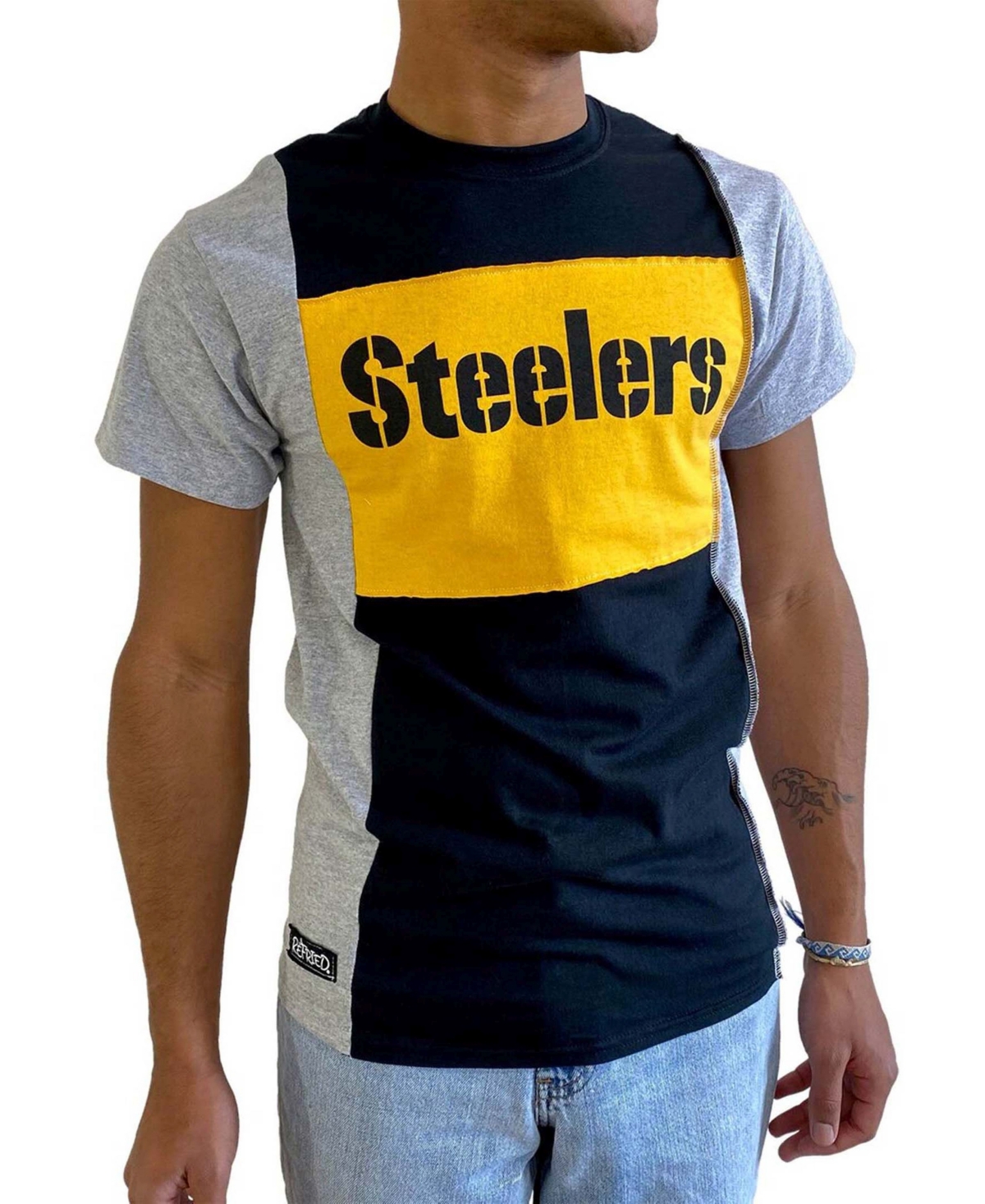 Men's Heathered Black Pittsburgh Steelers Split T-shirt - Black