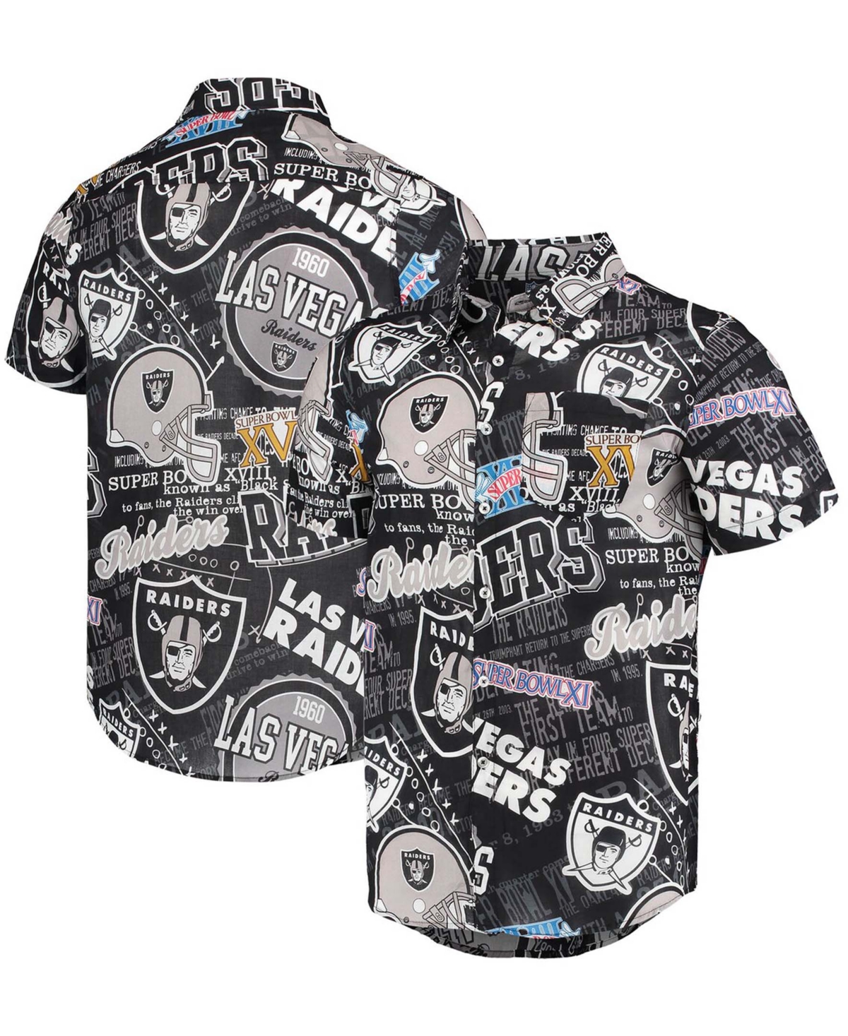 Men's Black Las Vegas Raiders Thematic Button-Up Shirt - Black