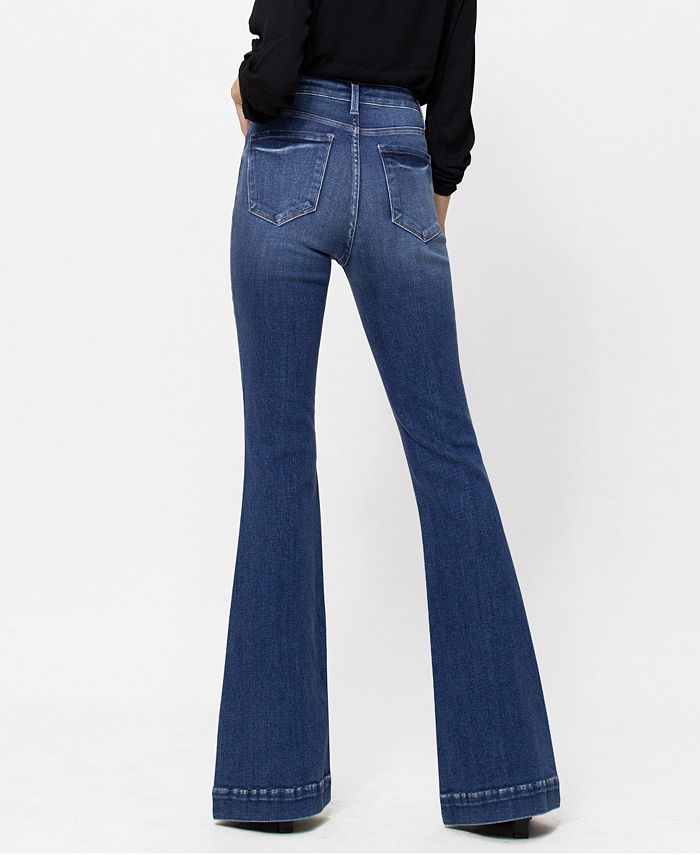 VERVET Women's Stretch High Rise Super Flare Jeans with Trouser Hem ...