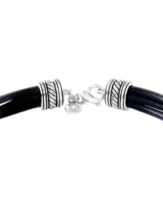 EFFY&reg; Men's Leather Multi-Cord Statement Bracelet in Sterling Silver