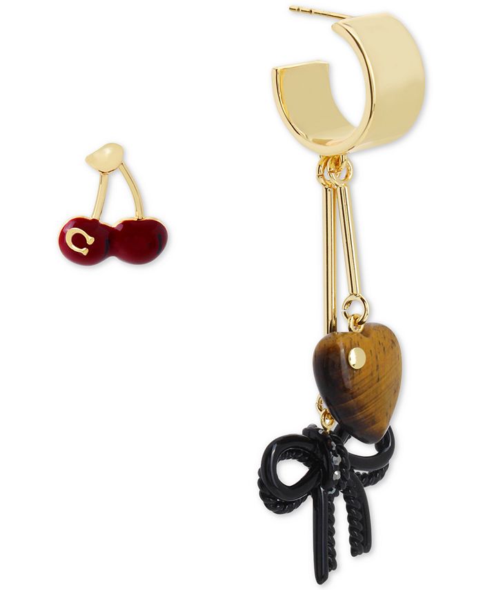 COACH Gold-Tone Signature C Cherry & Mixed Charm Mismatch Earrings &  Reviews - Earrings - Jewelry & Watches - Macy's