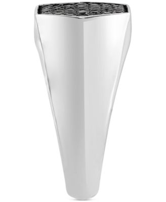 EFFY&reg; Men's Black Sapphire Hexagon Ring (3/4 ct. t.w.) in Sterling Silver