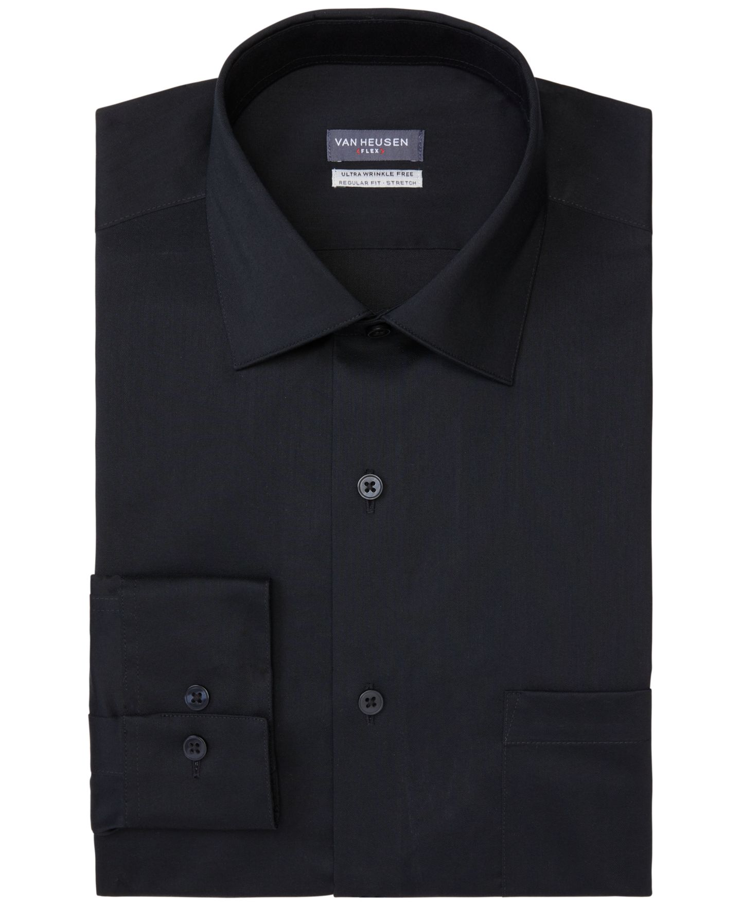 Мужская рубашка Van Heusen Regular-Fit Ultraflex Dress Shirt, цвет: Чёрный — фото 3