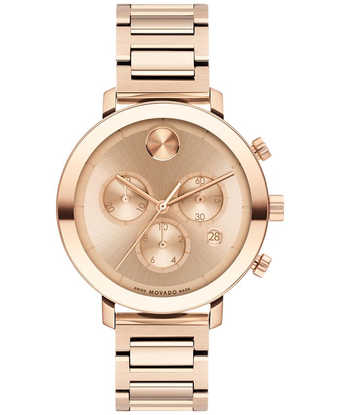 Movado - Women's Swiss Chronograph Bold Evolution Rose Gold Ion Plated Bracelet Watch 38mm