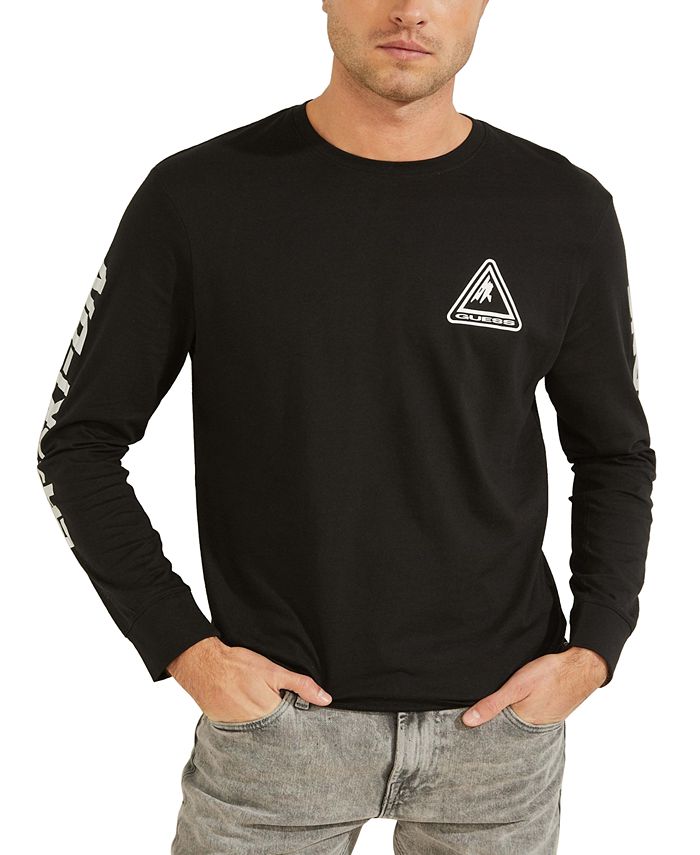 GUESS Men's Long-Sleeve Logo T-Shirt - Macy's