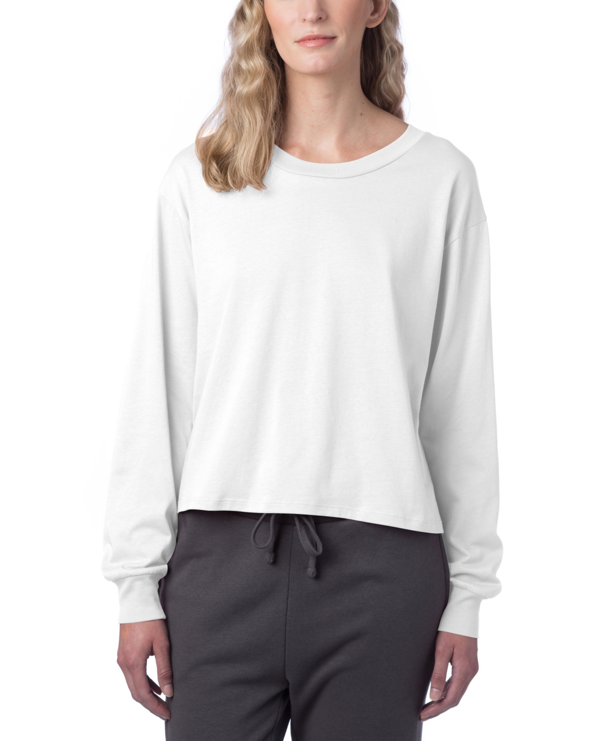 Women's Main Stage Long Sleeve Cropped T-shirt - White