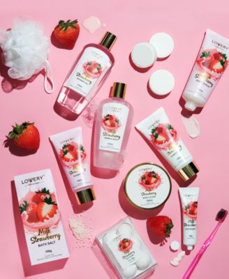 Body Care Gift Set, Strawberry Milk Home Spa with Tote Bag Gift, 25 Piece
