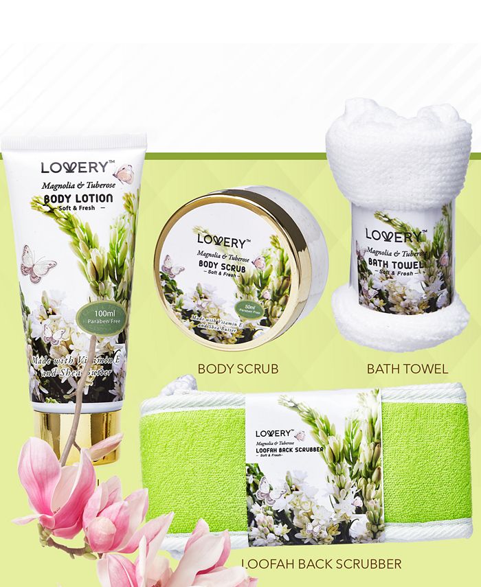 Lovery Home Spa Magnolia Tuberose Bath and Body Care Gift Set, 9 Piece ...