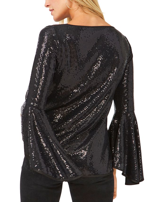 Vince Camuto Metallic Knit Flutter Sleeve Top Macy's