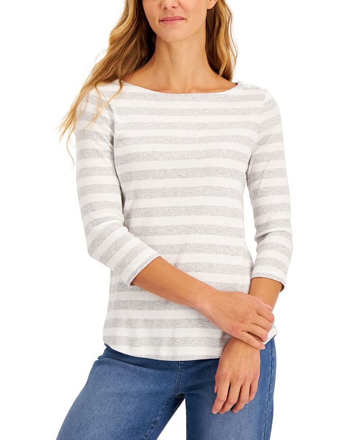 Charter Club Striped Boatneck Top Created For Macy S Reviews Tops Women Macy S