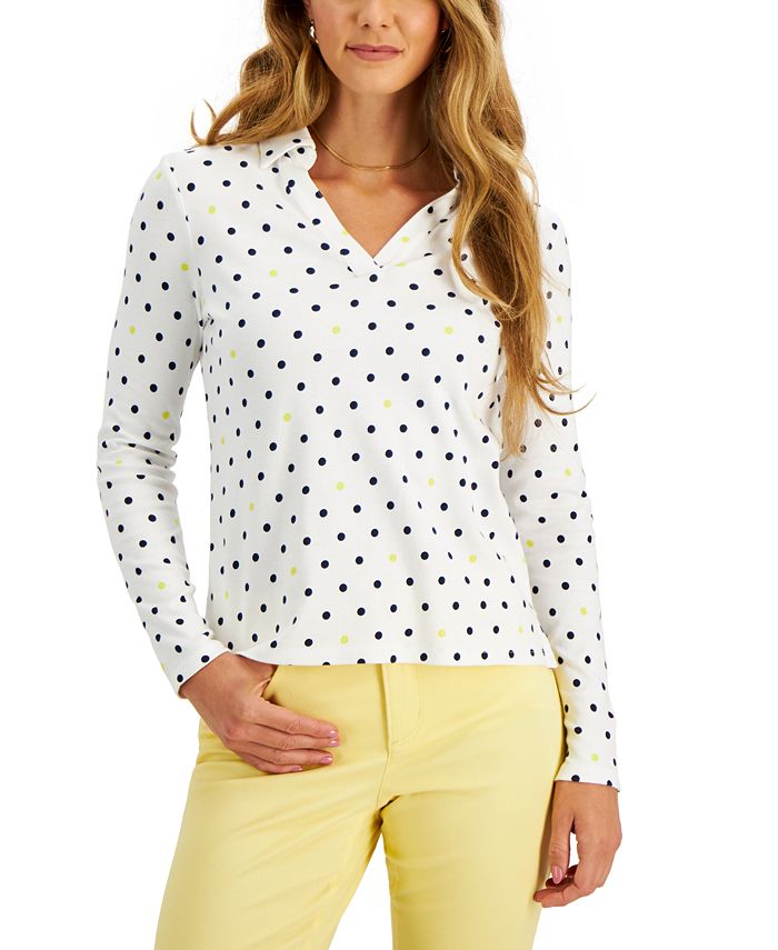 Men's Polka Dot Printed Long Sleeved 100%Cotton Party Holiday Shirt Causal Tops 