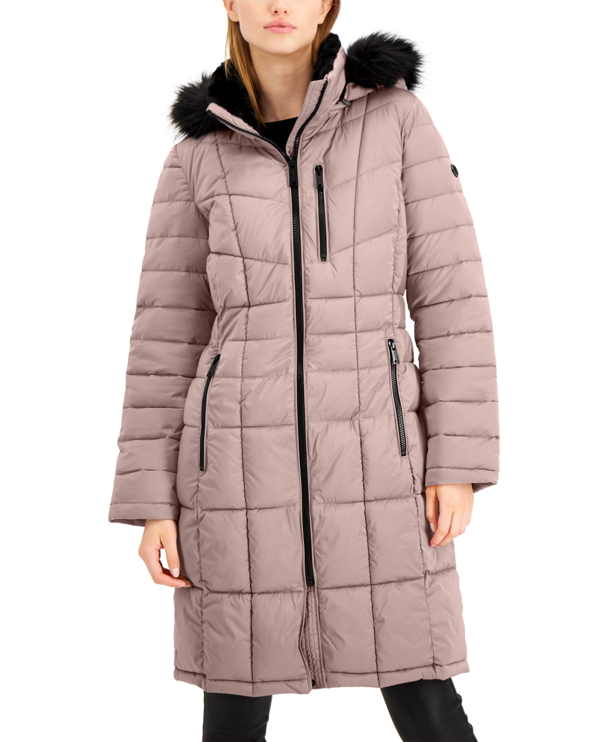 Calvin klein faux fur trim puffer coat top