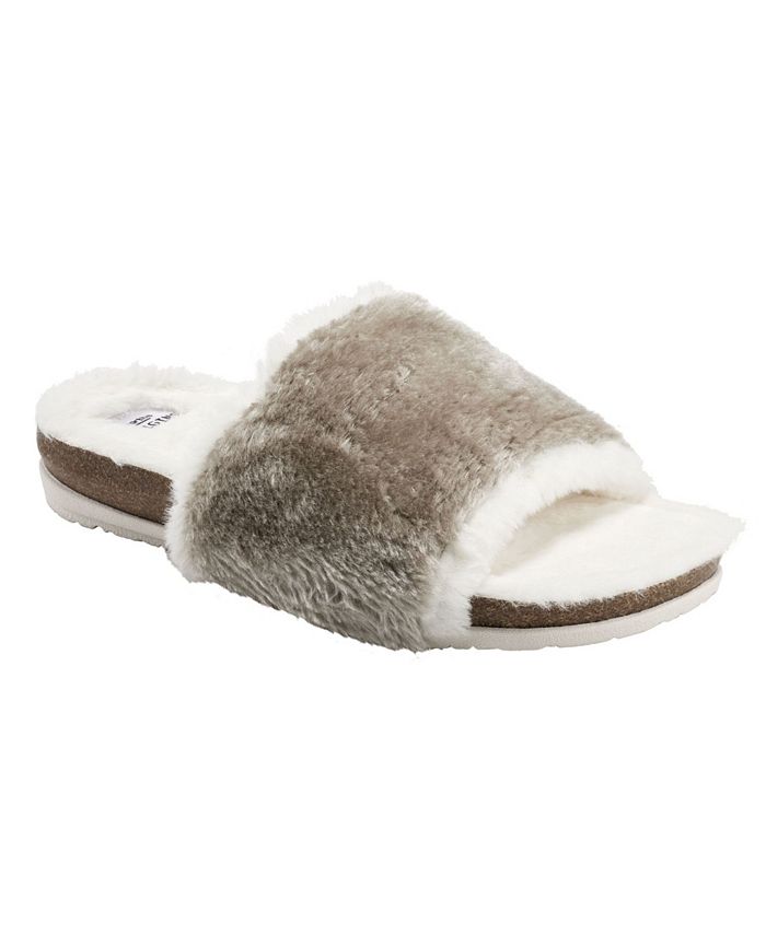 Earth origins suede slipper with faux fur outlet