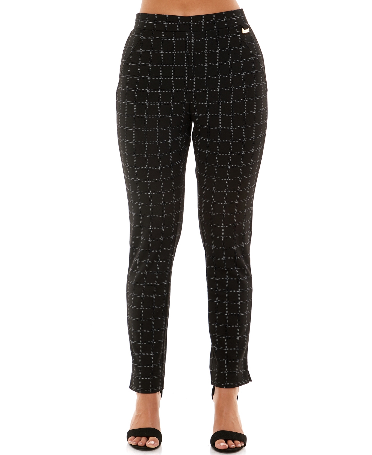 Women's Pull On with Side Slits Pants - Piper Plaid