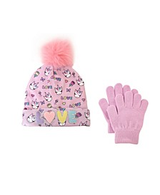 Big Girls Gwen Love Pom Pom Hat and Gloves Set, 2 Piece