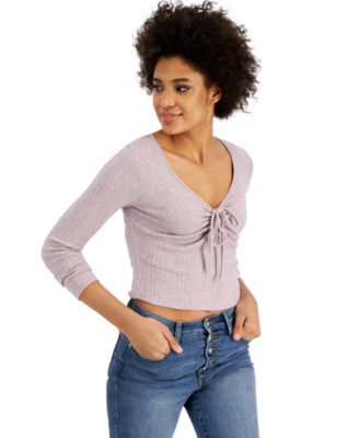 Hippie Rose - Juniors' Ruched Keyhole Top