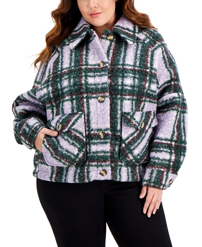 Calvin Klein Women's Plus Plaid Shirt Jacket, Created for Macy's & Reviews - Coats & Jackets - Plus Sizes - Macy's