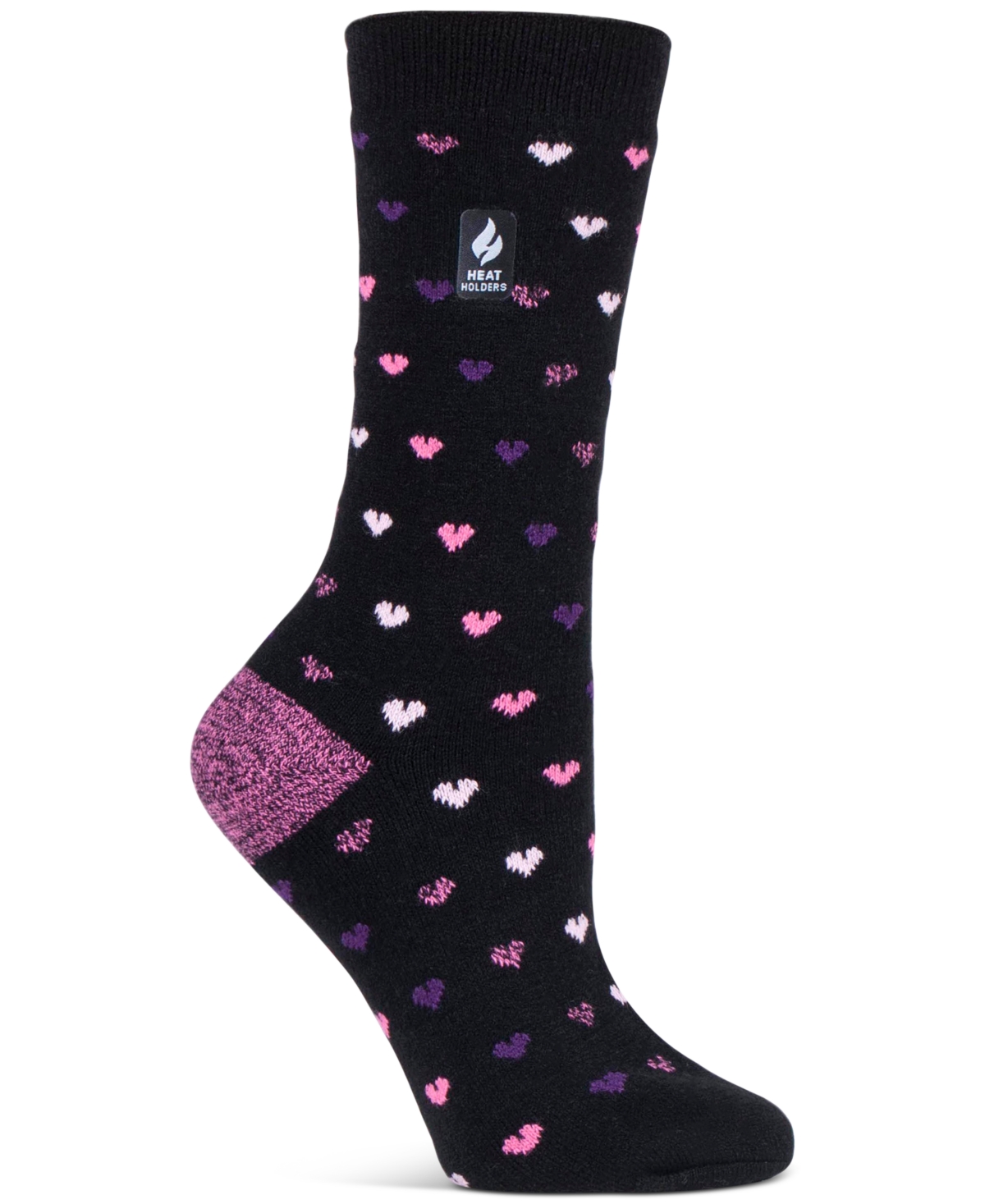 Heat Holders Women's Ultra Lite Orchid Hearts Crew Socks
