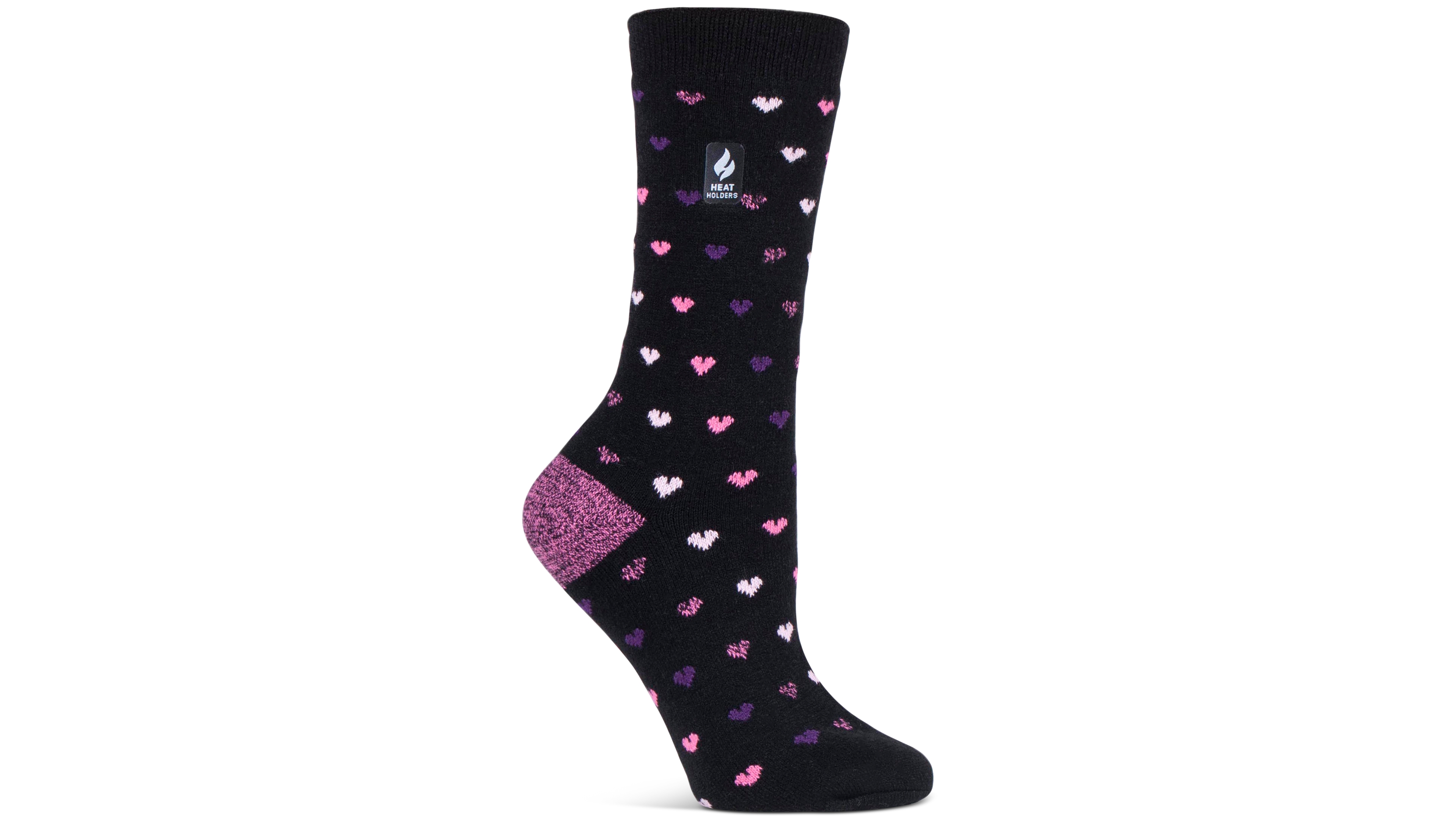 Heat Holders Women's Ultra Lite Orchid Hearts Crew Socks