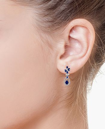 EFFY Collection - Sapphire (4-5/8 ct. t.w.) & Diamond (5/8 ct. t.w.) Fancy Drop Earrings in 14k White Gold
