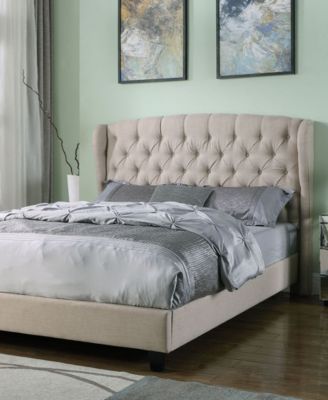 Frances Upholstered Linen Blend Platform Bed, Queen