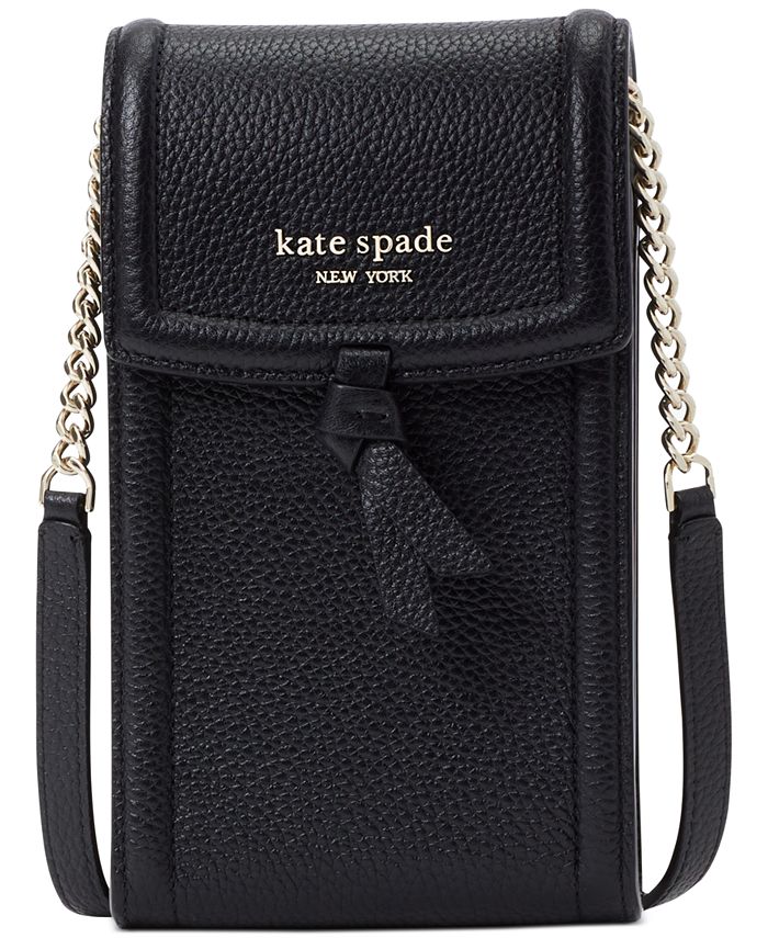 Kate Spade New York Knott North South Leather Phone Crossbody - Black