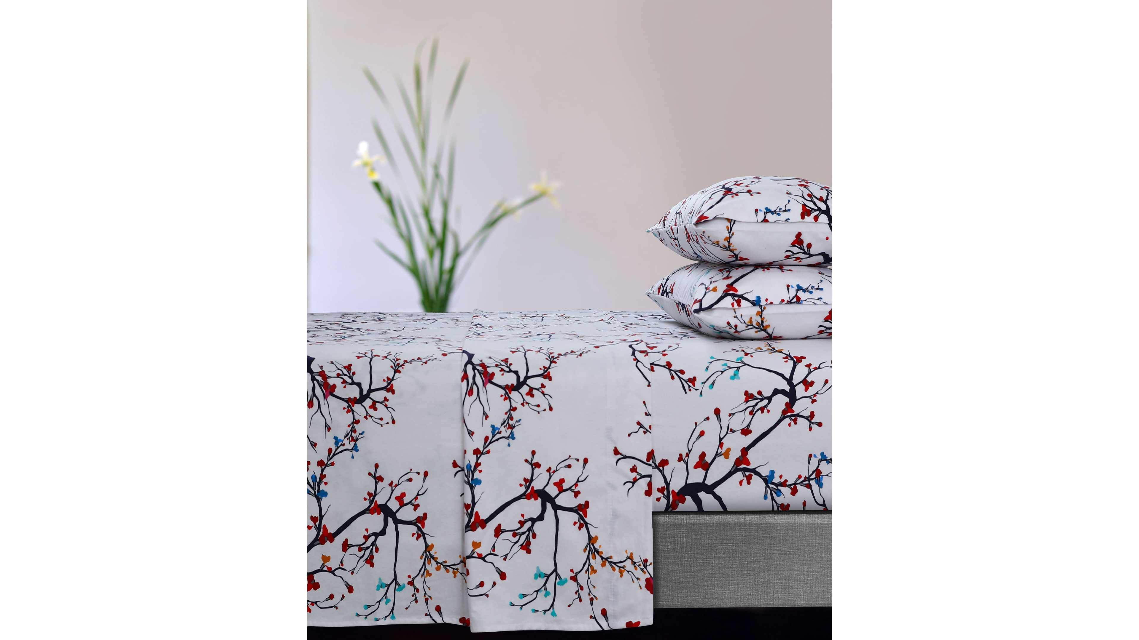 Tribeca Living Emilia Tree Flannel Extra Deep Pocket 4 Piece Sheet Set, Full