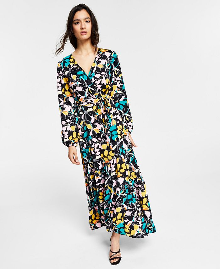 Bar iii printed wrap discount maxi dress