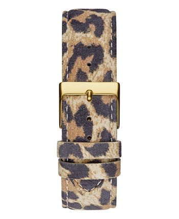 Guess Crystal Glitz Gold watch Leather Tiger Print band W0888L3 fits up to  7.5