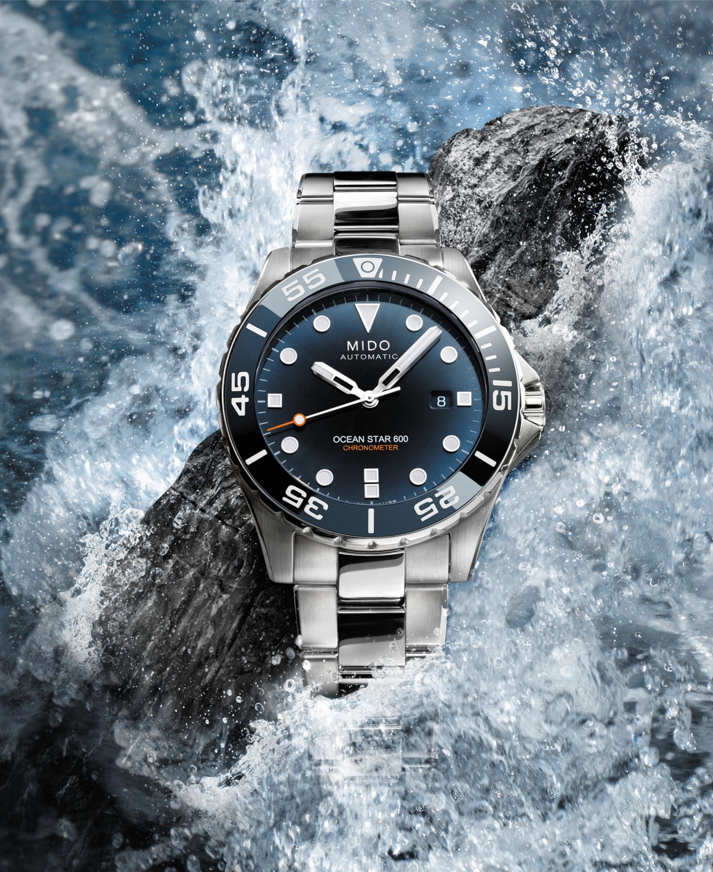 Мужские часы Mido Swiss Automatic Ocean Star 600 Chronometer Stainless Steel Bracelet Watch 44mm — фото 4