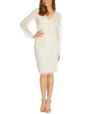 Adrianna Papell V-Neck Embellished Sheath Dress - Macy's