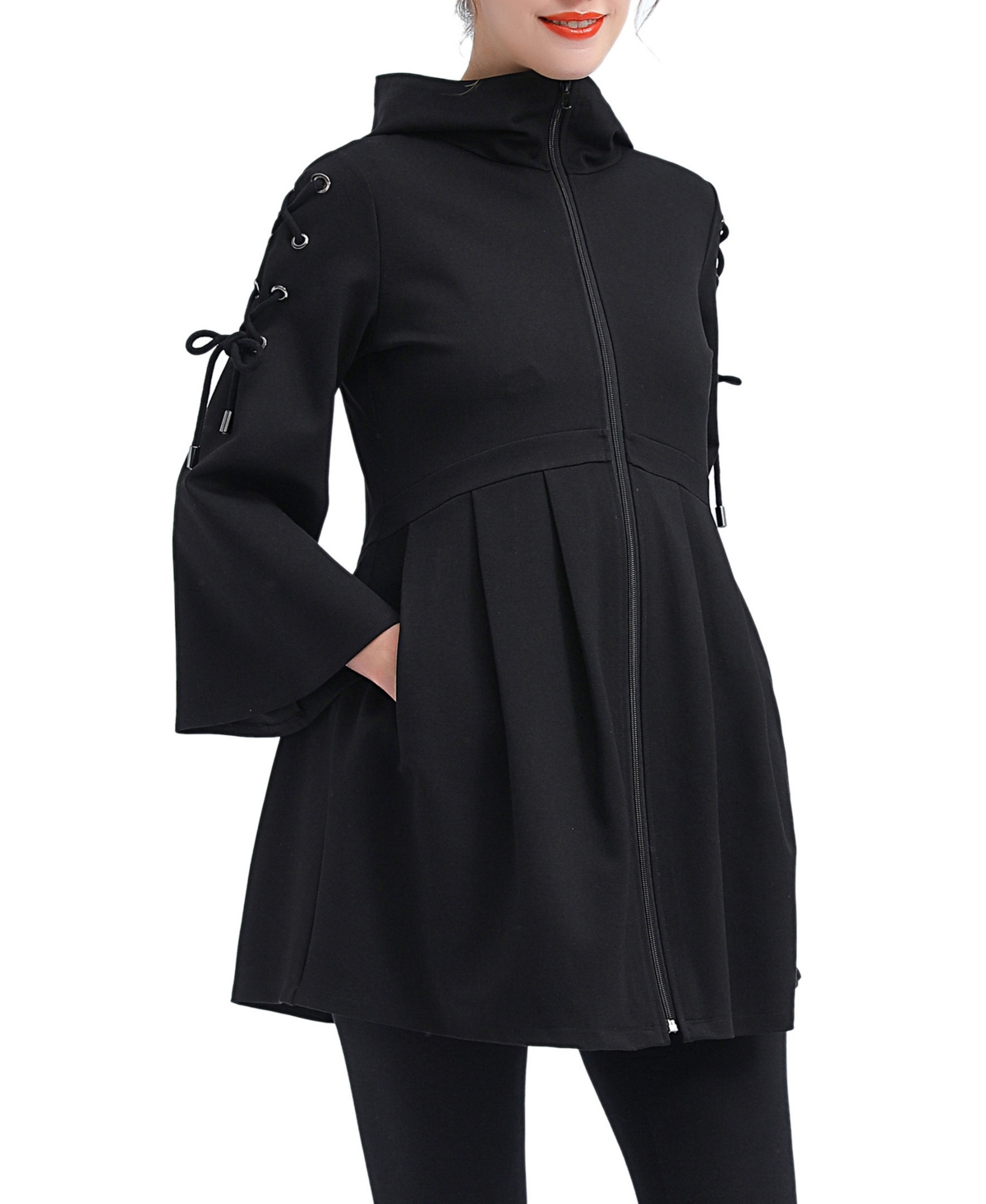 Kimi & Kai Lyla Fit & Flare Hooded Maternity Jacket In Black | ModeSens