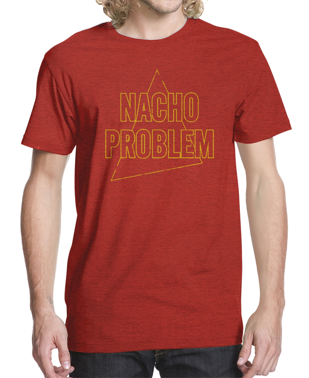 Men's Nacho Problem Graphic T-shirt - Heather Red