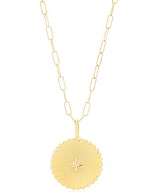 14K Gold Plated Alana Beaded Medallion Necklace with Starburst Diamond