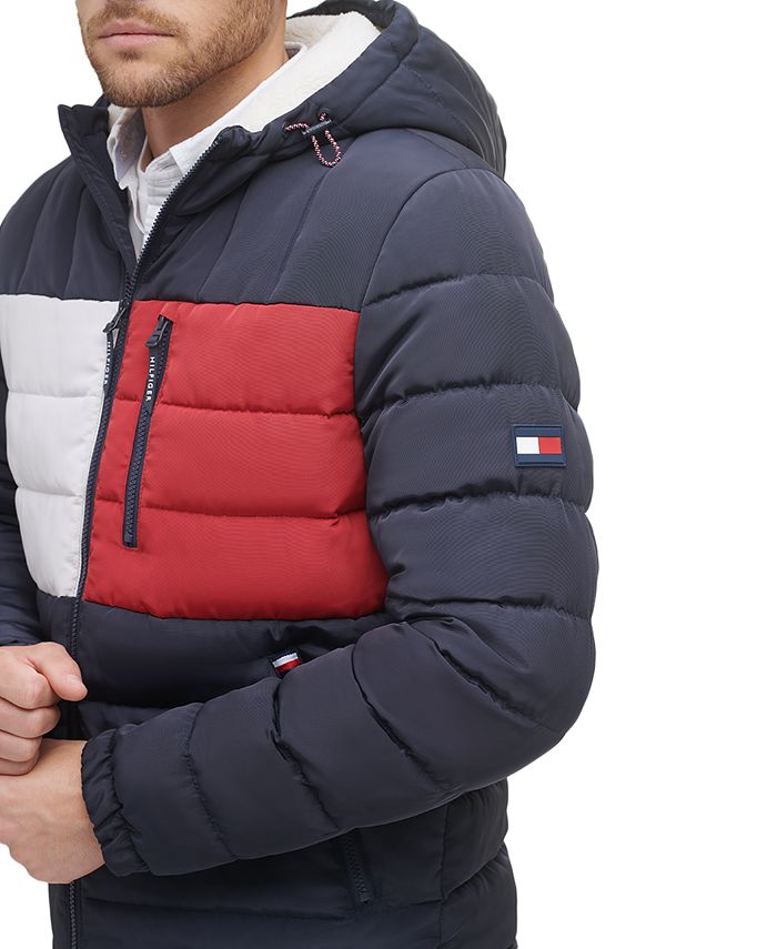 Tommy Hilfiger Men's Sherpa Lined Hooded Quilted Puffer Jacket ...