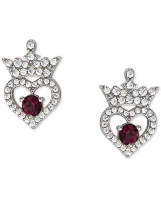 Disney - Cubic Zirconia Princess Tiara Heart Stud Earrings in Sterling Silver